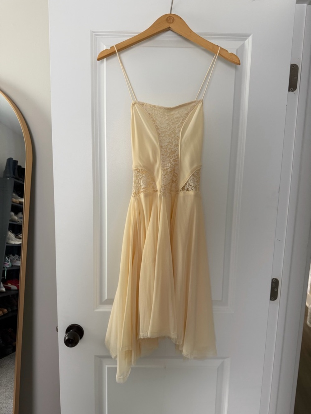 Zara Cream Lace Chiffon High-Low Dress